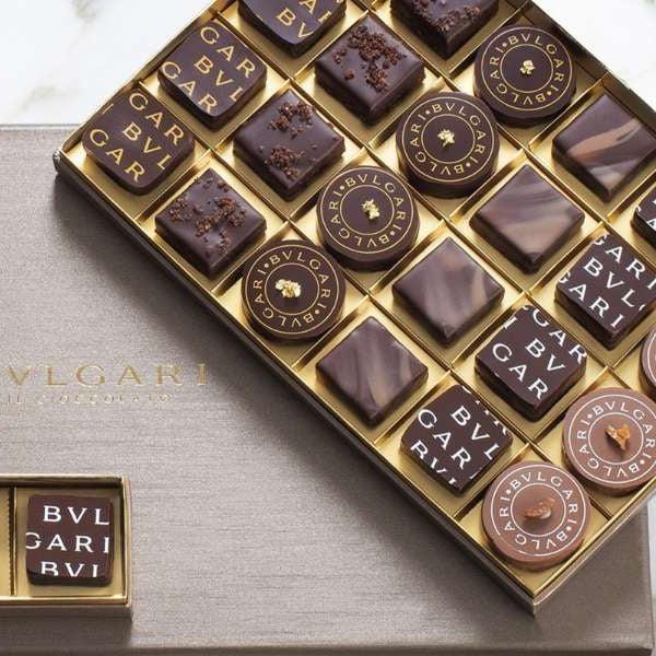 BVLGARI  CUSTOM CHOCOLATE MADE FROM CHOCOLATE TRANSFER SHEET FOR MAGNETIC MOLDS