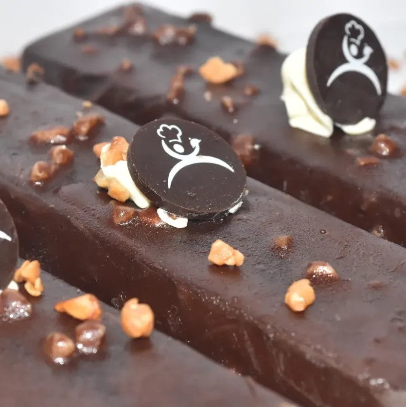 PATISSERIE ABIDJANAISE PERSONALIZED CHOCOLATE CUTOUT MADE FROM TRANSFER SHEET FOR CHABLON STENCIL MATS